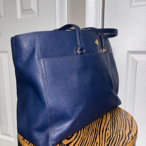 Tory Burch large tote bag navy blue Carryall leather handbag - Picture 4 of 16
